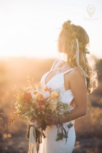 Ann Johnson Events Bohemian Santa Barbara Wedding Bride Sunset