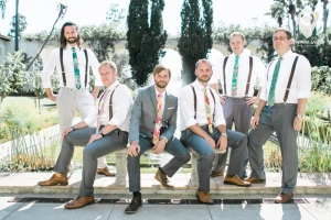 Ann Johnson Events Bohemian Santa Barbara Wedding Groomsmen Sitting